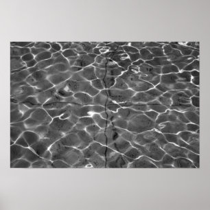 Póster Reflejos de Luz en el Agua: Blanco y Negro