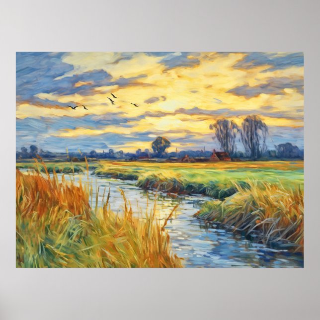 Póster Reflejos del atardecer en el río Havel (Frente)