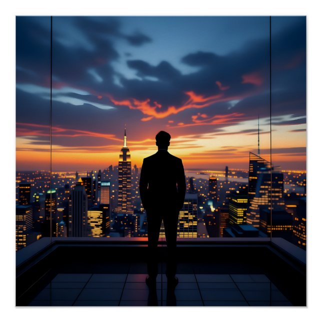 Póster Reflejos del atardecer urbano (Anverso)