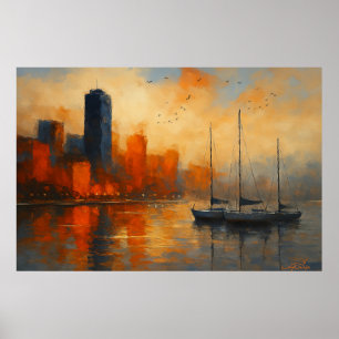 Póster Reflejos del paisaje urbano de Ember Bay