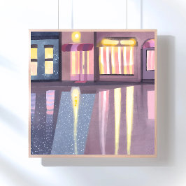 Póster Reflejos Lluviosos | Acuarela Contemporánea Lofi