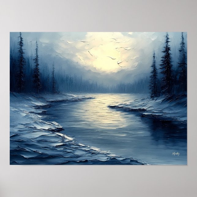 Póster Reflejos tranquilos de luz en un río tranquilo al  (Frente)