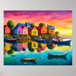 Póster Reflexión colorida sobre las casas