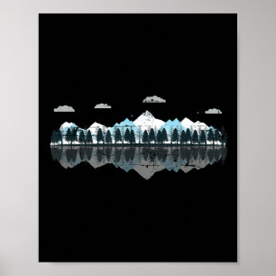 Póster Reflexión de la naturaleza del bosque de montaña a
