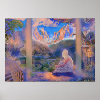 Póster Reflexión de sereno azul