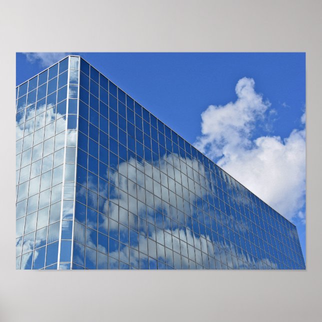 Póster reflexión en la nube en rascacielos de vidrio (Frente)