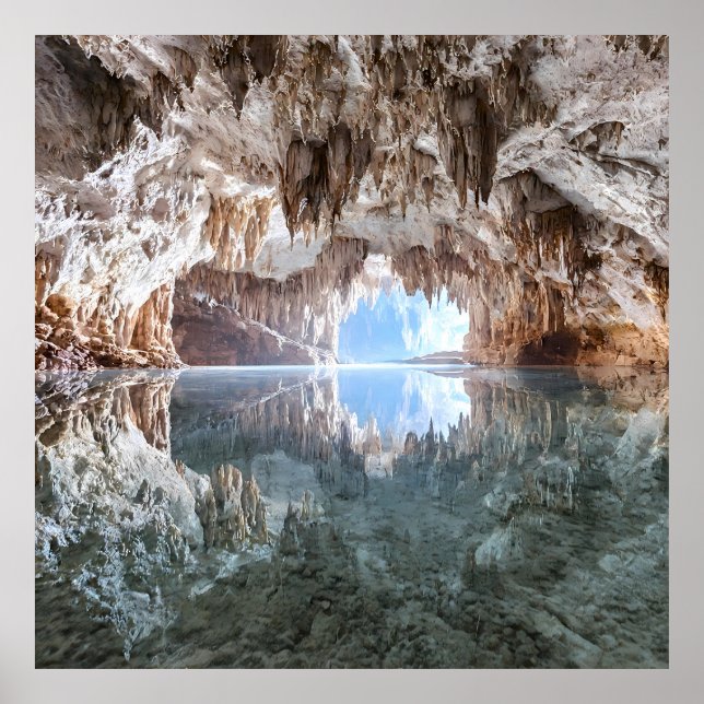 Póster Reflexión perfecta - Lago Cavern todavía subterrán (Frente)