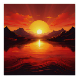 Póster Reflexión sobre el atardecer - Arte natural tranqu