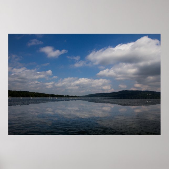 Póster Reflexión sobre el cielo en el lago Keuka, Nueva Y (Frente)