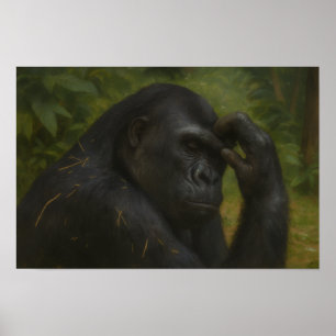 Póster Reflexión sobre el gorila - Retrato reflexivo sobr
