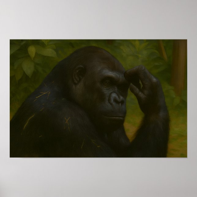 Póster Reflexión sobre el gorila - Retrato reflexivo sobr (Frente)