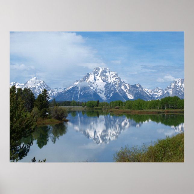 Póster Reflexión sobre la montaña de Teton (Frente)