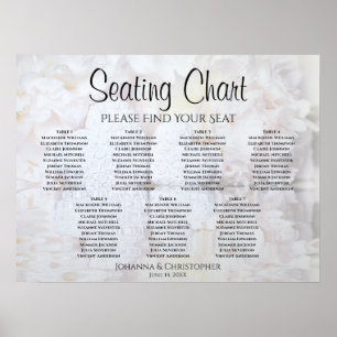 Póster Reflexiones blancas 7 Tabla de asientos Boda de ta