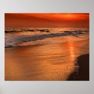 Póster Reflexiones de la puesta del sol sobre las nubes y