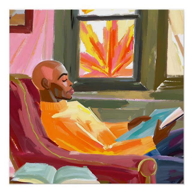 Póster Reflexiones de otoño: El hombre negro leyendo (Anverso)