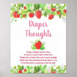 Póster Reflexiones de pañales Baby Shower con flores rosa