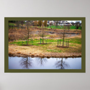 Póster Reflexiones del paisaje acuático de estanques Post