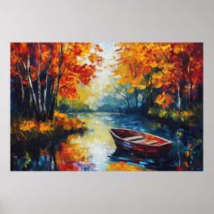 Póster Reflexiones doradas sobre el río Otoño