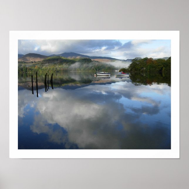 Póster Reflexiones en barco sobre el Poster Derwentwater (Frente)
