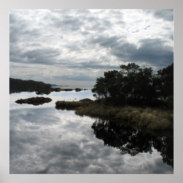 Póster Reflexiones espejo, Isla Sarah, Tasmania (Frente)