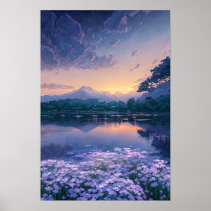 Póster Reflexiones luminosas del lago Púrpura