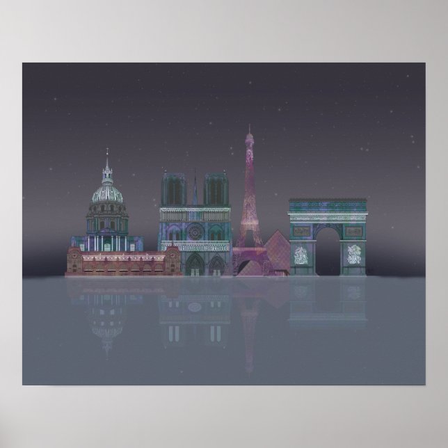 Póster Reflexiones nocturnas en el Skyline de París (Frente)