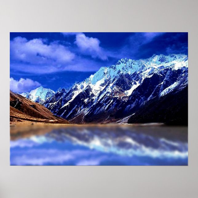 Póster Reflexiones sobre la montaña nevada, poster (Frente)