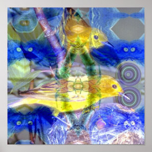 Póster Reflexiones sobre la naturaleza I - Aves doradas y