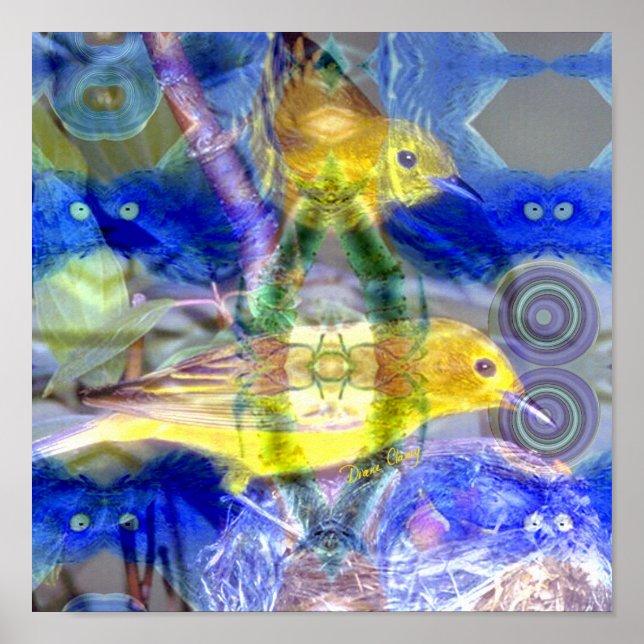 Póster Reflexiones sobre la naturaleza I - Aves doradas y (Frente)