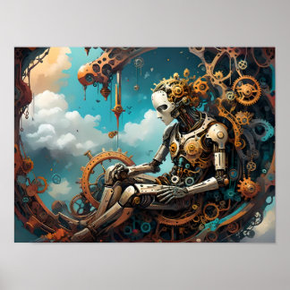 Póster Reflexiones tranquilas, figura humana surrealista