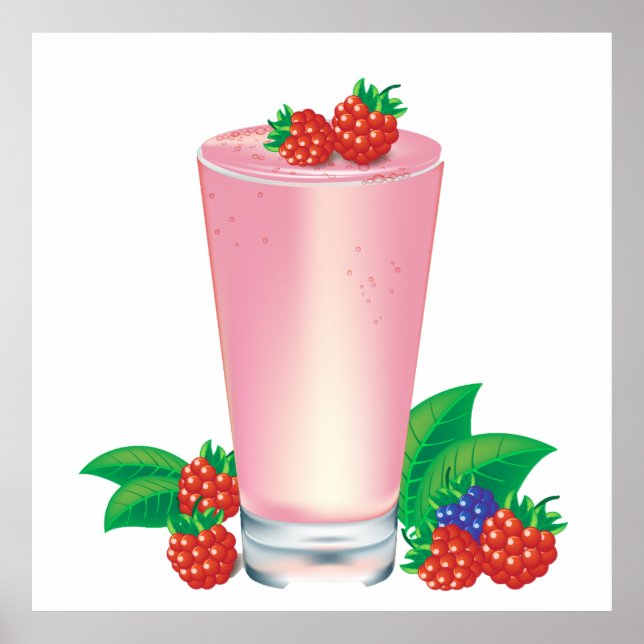 Póster Refrescante Berry Smoothie Bebida Rosa (Frente)