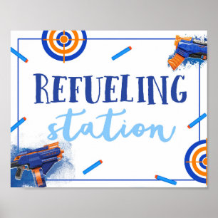 Póster Refueling Station Sign Dart Gun Party