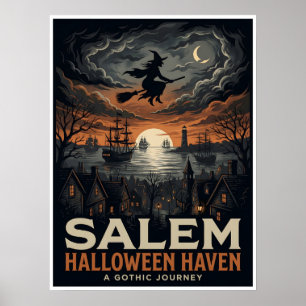 Póster Refugio de Halloween Gótico de Salem para Viajeros