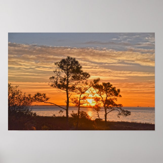 Póster Refugio de Isla Dauphin al amanecer, Alabama (Frente)