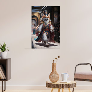 Póster Regal Corgi en el estilo tradicional real de la mo