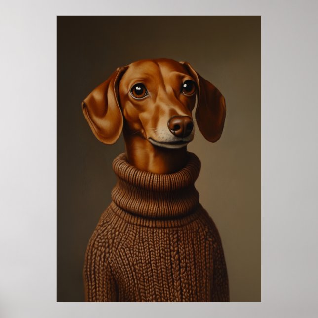 Póster Regal Dachshund en un cuello de tortuga (Frente)