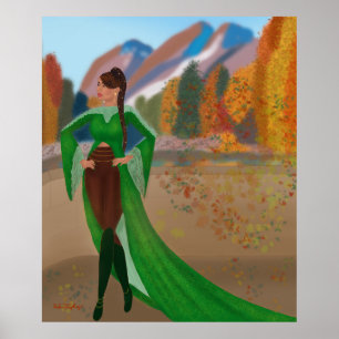 Póster Regal en otoño   Mujer negra hermosa