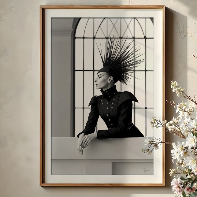 Póster Regal Gaze: Moda monocroma vanguardista (Subido por el creador)