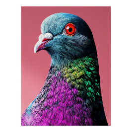 Póster Regal Pigeon Majesty Vivid Realist Bird Portrait