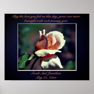 Póster Regalo Boda personalizado de Peach Rosebud