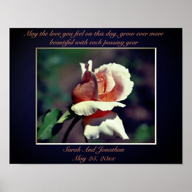 Póster Regalo Boda personalizado de Peach Rosebud (Frente)
