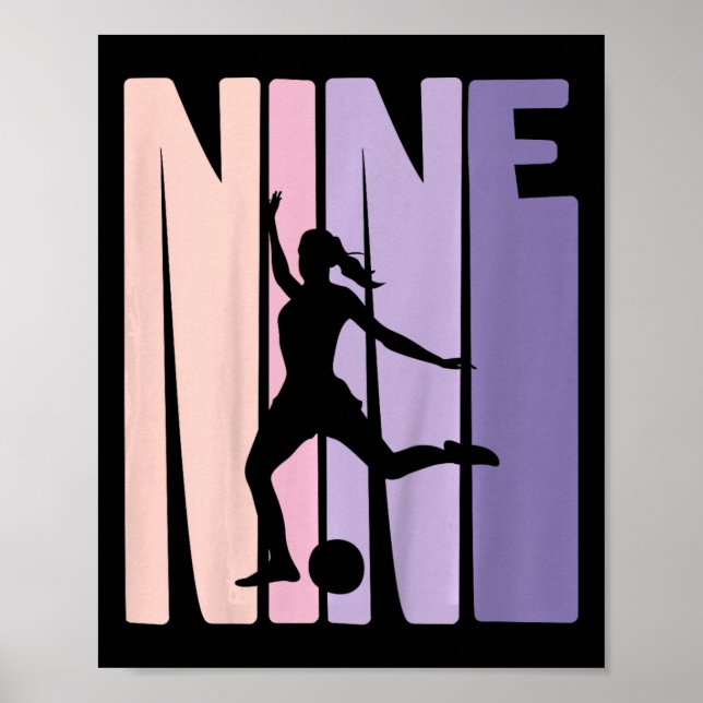 Póster Regalo Chicas Futbol 9 Años Cumpleaños 9º Futbolis (Frente)