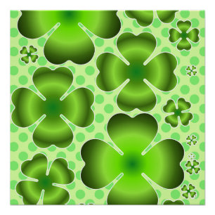 Póster Regalo con patrón de trébol de la suerte verde per