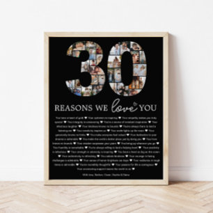 Póster Regalo conmemorativo 30 razones por las que te ama