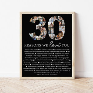 Póster Regalo conmemorativo 30 razones por las que te ama