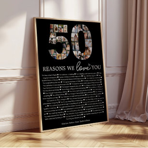 Póster Regalo conmemorativo 50 razones por las que te ama