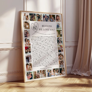 Póster Regalo conmemorativo de collage de fotos de 60 raz