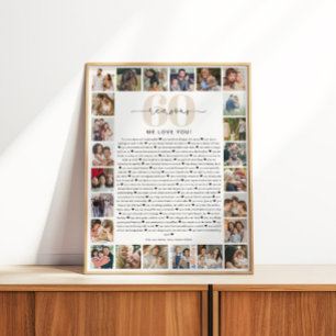 Póster Regalo conmemorativo de collage de fotos de 60 raz