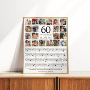 Póster Regalo conmemorativo de collage de fotos de 60 raz