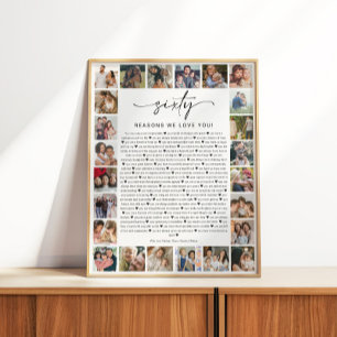 Póster Regalo conmemorativo de collage de fotos de 60 raz